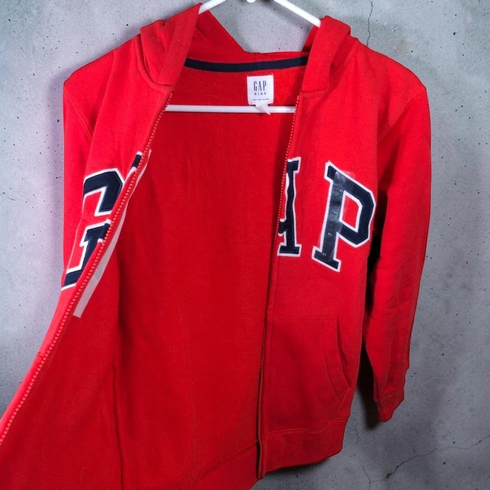 Gap Kids Arch Logo Full Zip Hoodie XL Red‎ Fleece Sweatshirt Boys Girls New